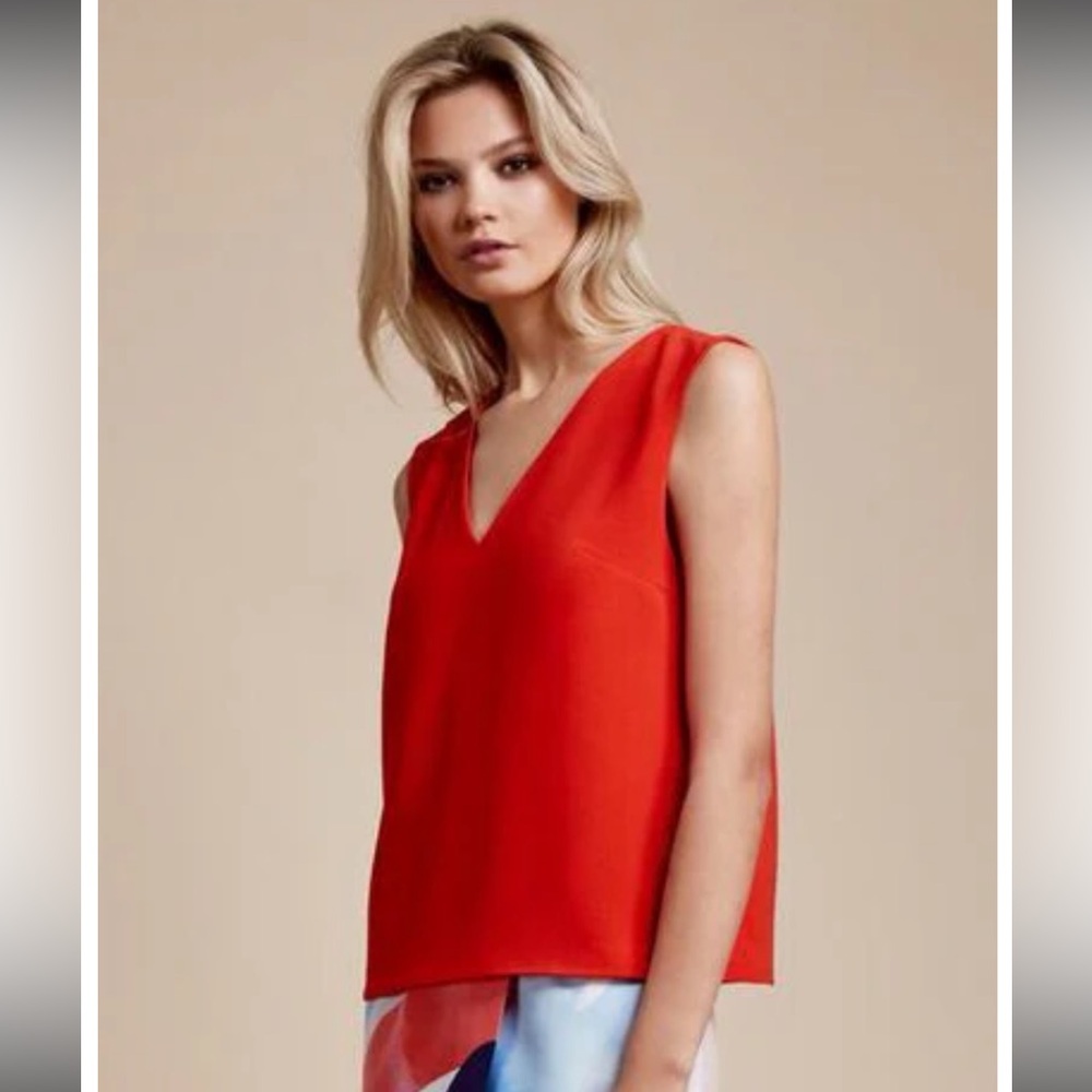 Finders Keepers Vivid Red V-Neck Blouse